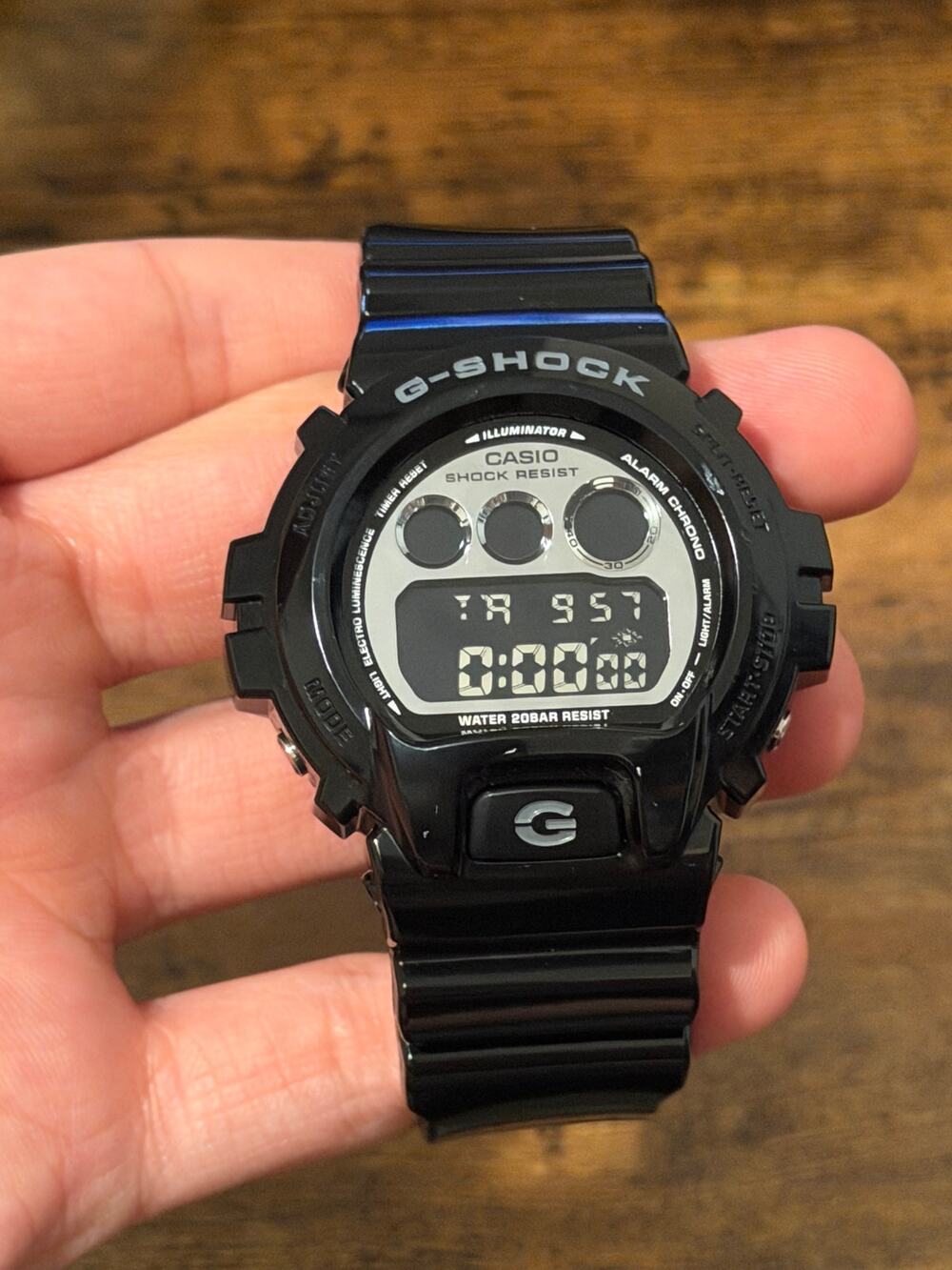 Casio G-Shock DW-6900NB-1 Glossy Black Silver Mirror Digital Watch